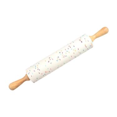 Imagem de IEUDNS Silicone Rolling Pin Paneling Wrapper Maker Diy Easy Cleaning Roller com gadget de cozinha de maçaneta de madeira para biscoito de torta de pizza