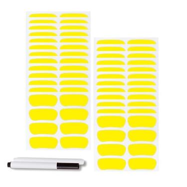 Imagem de Conjunto de 100 pares de adesivos pretos de olho esportivo para fãs de beisebol, softbol, futebol e lacrosse - Adesivos respiráveis para olhos com 2 lápis para festa e dia de jogo (amarelo)
