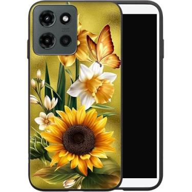 Imagem de B-wishy Capa de telefone compatível com Moto G 5G 2025/G Play 4G 2025 com design floral de girassol, capa protetora de TPU macio e fino à prova de choque para adultos mulheres e meninas para Moto G 5G