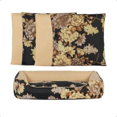 Imagem de Kit Almofada Para Sofá Sala E Quarto Com Cama Pet Estilo (Folhas/Preto)