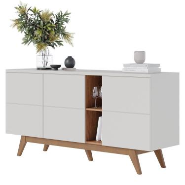 Imagem de Buffet Aparador Noronha 3 Portas - Colibri Off White Matte/Freijó
