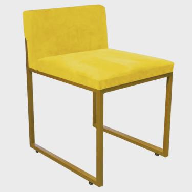 Imagem de Cadeira De Jantar Escritório Recepção Lee Office Industrial Ferro Dourado Suede Amarelo - Ahz Móveis