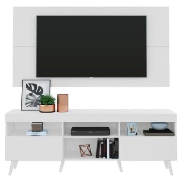 Imagem de Rack Com Painel Tv 65 Retrô Flórida Multimóveis V3133 Branco Branco