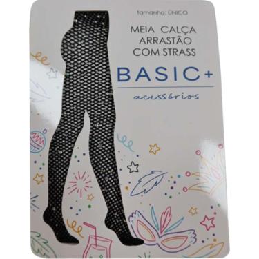 Imagem de Meia-Calça Arrastão Preta com Strass - Basic+
