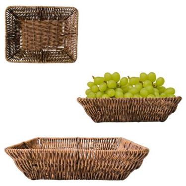 Imagem de Cesta Retangular Fruteira Trançada Para Servir 25,5cm - Top
