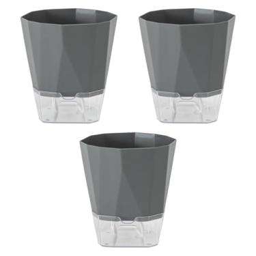 Imagem de Bothyi 3 peças de regar a planta auto -rega do suporte de plantador com orifício de drenagem vaso de panela colecionável para mesa da fazenda mesa de quarto, 12.5 Cm Cinza