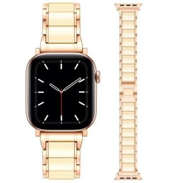 Imagem de Getino Pulseira de metal feminina compatível com Apple Watch Watch Ultra, SE, séries 10, 9, 8, 7, 6, 5, 4, 3, 2 e 1 de 40 mm, 41 mm, 38 mm, 44 mm, 45 mm, 4, 3, 2 e 1