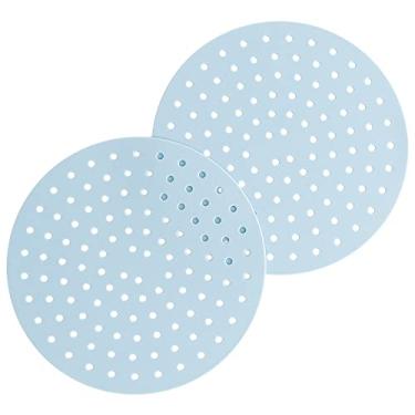 Imagem de Forros de silicone para fritadeira a ar, antiaderentes, fáceis de limpar, reutilizáveis tapetes de forro para fritadeira a ar, acessórios redondos de 20,32 cm (pacote com 2) "Alpine SKY" serve na maioria dos modelos de fritadeira a ar