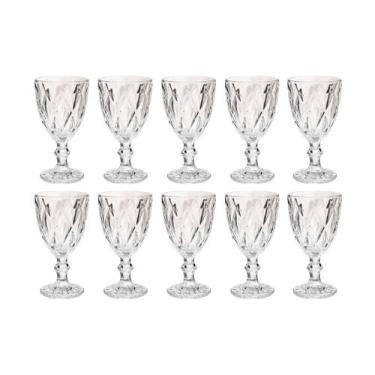 Imagem de Kit 10 Taça Diamante Bico De Jaca Vidro Transparente 300ml - ECO'S