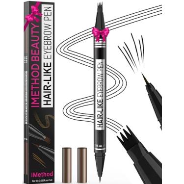 Imagem de iMethod Caneta Para Sobrancelhas Microblading - Lápis De Sobrancelhas Mágico 2 Em 1 Com Ponta Dupla Para Mulheres, Com Ponta Em Forma De 4 Garfos E Ponta Em Pincel Ultraprecisa, Cria Sobrancelhas N