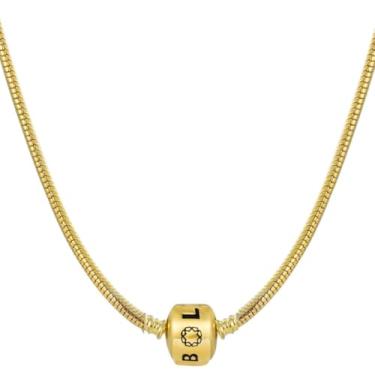 Imagem de Colar com pingente de corrente de cobra de ouro - corrente de 3 mm banhado a ouro 14K para pingentes - berloque de contas compatível com Pandora, para mulheres e homens - 50 cm, 18in, Latão, Sem Pedra