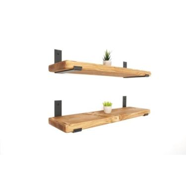 Imagem de Kit 2 Prateleira Industrial Com Mão francesa de ferro invertida Nicho Decoração(15cm X 60cm,Envelhecida)