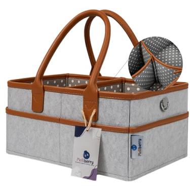 Imagem de Melliberry Organizador de trocador de fraldas para bebês – Organizador de fraldas com alça – Cesta para berçário com trocador e armazenamento