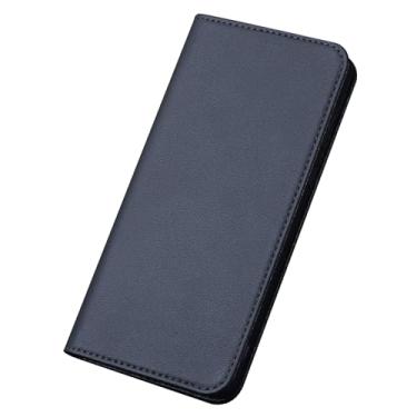 Imagem de HAO RIYLN Capa flip para Samsung Galaxy S25 Ultra/S25 Plus/S25, capa de proteção de couro genuíno Folio Stand All-Round à prova de choque Business Shell, preta, S25plus