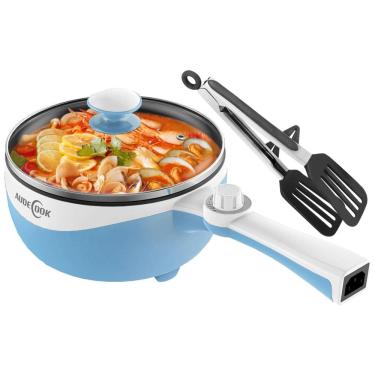 Imagem de Panela Elétrica de 1,7L Audecook Hot Pot: Mini Portátil com Revestimento Antiaderente, Ajuste de Potência e Cozimento Rápido para Massas,