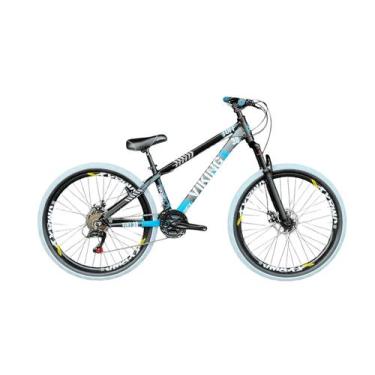 Imagem de Bicicleta Aro 26 Vikingx Preto/Azul 21v Câmbios Shimano Pneu Branco