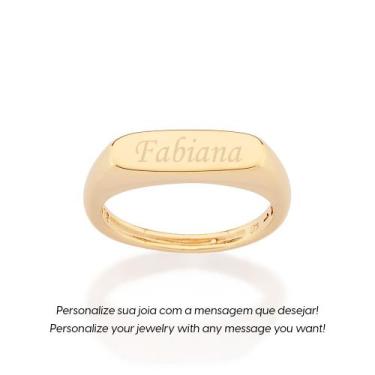 Imagem de Aliança Retangular Personalizável 513580 Rommanel, 12, Dourado