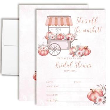 Imagem de Convites de chá de panela Pumpkin Off the Market - 20 5x7 cartões de chá de casamento preenchidos no outono com envelopes - Convites rústicos rosa pastel por AmandaCreation