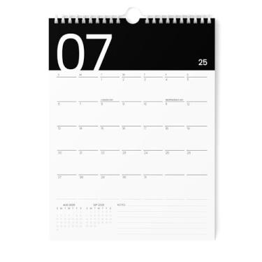 Imagem de Karto Calendário de parede 2025-2026 - vertical 21,5 x 28 cm de julho de 2025 a dezembro de 2026 - Aumente sua produtividade e planejamento fácil com o calendário mensal estético - preto moderno