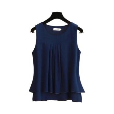 Imagem de Blusa Feminina Chiffon Soltinha - Sem Mangas, Gola Redonda - Verão 202