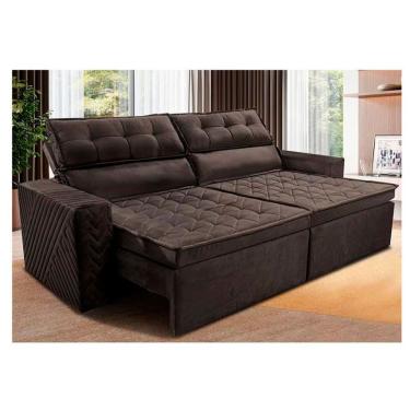 Imagem de Sofá 4 Lugares Cama Inbox Belém Retrátil/reclinável Com 230 Cm De Largura E Revestido Em Suede Velusoft Café