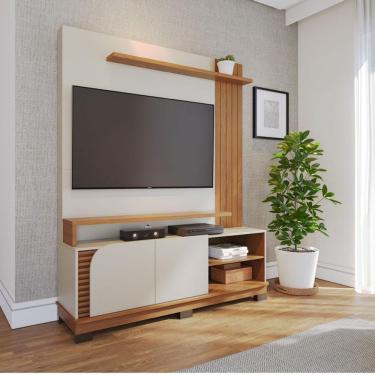 Imagem de Estante Home Theater Ambiente Jurerê 1.5 Off White Matte Freijó - Colibri