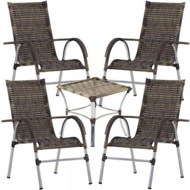 Imagem de 4 Cadeiras Vênus E Mesa Garden área Externa Trama Cappuccino