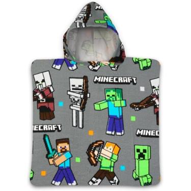 Imagem de Jay Franco Poncho de toalha de banho com capuz Minecraft Kids Team Confetti 61 cm x 119 cm