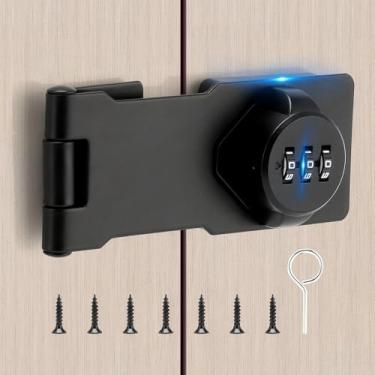 Imagem de TOKCKYBL Fechadura De Armário Sem Chave Com Código Combinação - Trava Segurança Senha 3 Dígitos Para Gavetas, Portas Dobráveis E Dupla Face (Preta, 4,5")