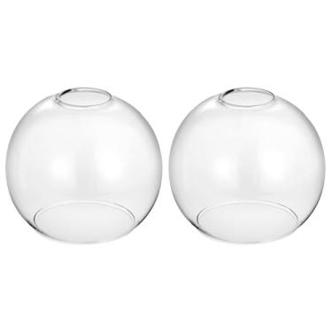 Imagem de WYNEYET Pacote Com 2 Globos De Vidro Transparente, Capas Para Abajures, Substituições Luminárias, 1,65" Fitter, Abajures Transparentes, Lustres, Arandelas Parede, Luzes Penteadeira Pendentes