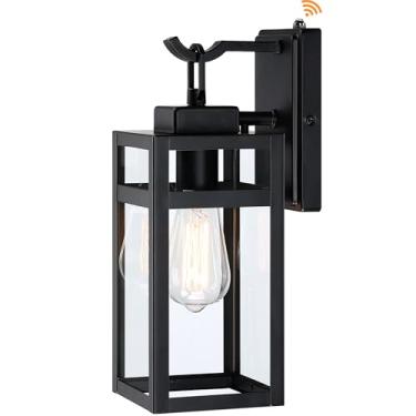 Imagem de Pia Ricco Luminária De Parede Externa, Do Anoitecer Ao Amanhecer, 14", Arandela À Prova D'Água Para Áreas Externas Com Cúpula Vidro, Lanterna Preta Varanda, Garagem