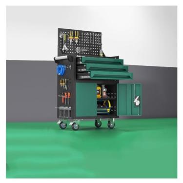 Imagem de Caixa de Ferramentas Baú de ferramentas de metal, baú de ferramentas de rolamento de 3 gavetas com rodas, armário de ferramentas 2 em 1 com sistema de travamento para armazém, garagem, oficina Caixa d