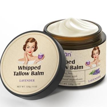 Imagem de AKBAN Sebo Bovino Para Pele, Bálsamo Batido Com Azeite De Oliva, Creme Hidratante Facial Gordura Vaca Alimentada Capim, Loção Corporal Seca Homens E Mulheres, 113 Ml Lavanda