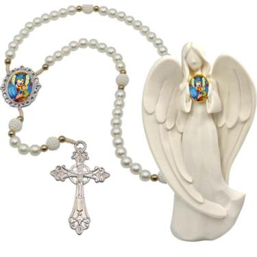 Imagem de Terço Oraçao Luxo com Imagem Anjo Nossa Senhora Perpetuo Socorro Decor