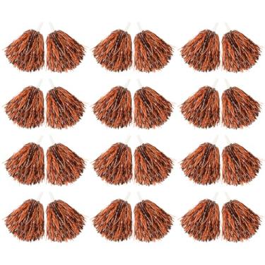 Imagem de Hooshing 24 Peças De Pompons Laranja E Pretos Para Torcida, Fofinhos, Com Alças Plástico, Torcida Esportiva Em Equipe