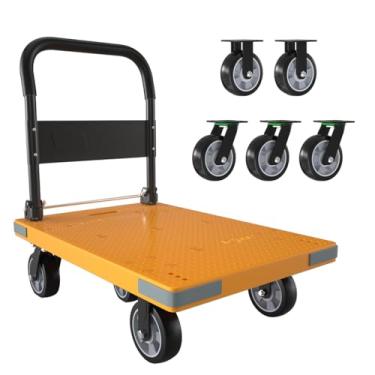 Imagem de WUD Carrinho De Empurrar Wud, Plataforma Móvel Dobrável, Reforçado E Reforçado, Rodas Giratórias 360°, 35,4" Largura 23,6" Largura, 1323 Lb. Amarelo