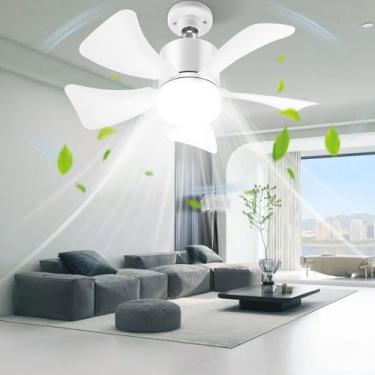 Imagem de RIUVAO Ventiladores De Teto Com Soquete E Luzes, Controle Remoto Para Ventilador, 3 Cores, Lâmpada Led Regulável, 3000 Lúmens, Velocidade Do Vento, Silencioso Quarto, Sala Estar, Cozinha, Garagem In