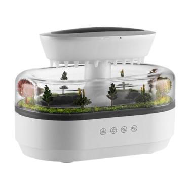 Imagem de FLCPJGV Umidificador de umidificador de ar de chuva micro paisagem difusor de óleo essencial umidificador de baixo ruído com luz colorida para hotel