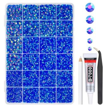 Imagem de qiipii Strass De Resina Azul Royal Ab Com Cola B7000 Para Joias Artesanato Deslumbrante 2 Mm 3 4 5 6 Pedras Gelatina Escuras Fundo Plano Diamantes Pingentes Unhas Rosto Olhos Maquiagem Copos
