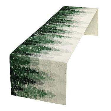Imagem de SXXLDNG Caminho De Mesa Com Pinheiros Da Floresta Verde, Cachecol Tema Floresta, Decoração Festas Para Casa E Cozinha, Rústica Sazonal Fazenda, Suprimentos Festas, 13 X 36 Pol.