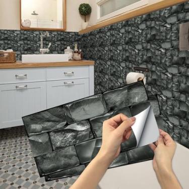 Imagem de TUOKING Pacote com 24 azulejos de parede de PVC à prova d'água para cozinha 21,8 x 15,9 cm, adesivo removível no banheiro