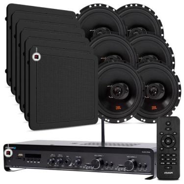 Imagem de Kit Som Ambiente Academia Salão Lojas Bluetooth Conexão Tv Usb Sd Slim