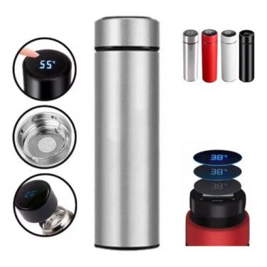 Imagem de Garrafa Térmica Em Aço Inox Com Termômetro Led Digital 400ml - Ecos, C