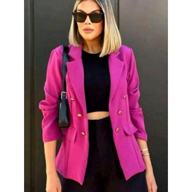 Imagem de Blazer Feminino Social Terninho Alfaiataria com Botões - M&K Shop, Fuc