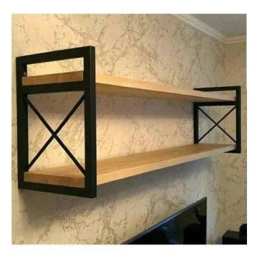 Imagem de Prateleira Grande Dupla 68cm Aço De Parede Lavanderia Cozinha Sala 2 N