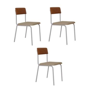 Imagem de Cadeira Fit Fixa C/4 Pes 475 X 505 X 810 Mm C/3 Un Pés Brancos. Crt.areia/courino Caramelo Crt Areia/courino Caramelo