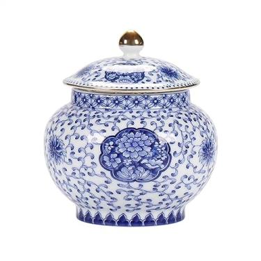 Imagem de Lata de chá Vasilha de chá de folha solta celadon vintage selada cerâmica jarra de armazenamento doméstico decoração multifuncional porcelana Caixa de chá