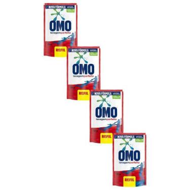 Imagem de Kit 4 Refil Sabão Líquido Omo Lavagem Perfeita 900ml Embalagem Econômi