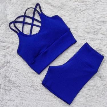 Imagem de Conjunto Ana Ruga Texturizado Para Academia Feminino Short Cós Alto To