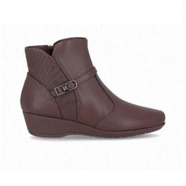 Imagem de Bota Cano Curto Salto Anabela Piccadilly 143230 Feminina - Marrom-Feminino
